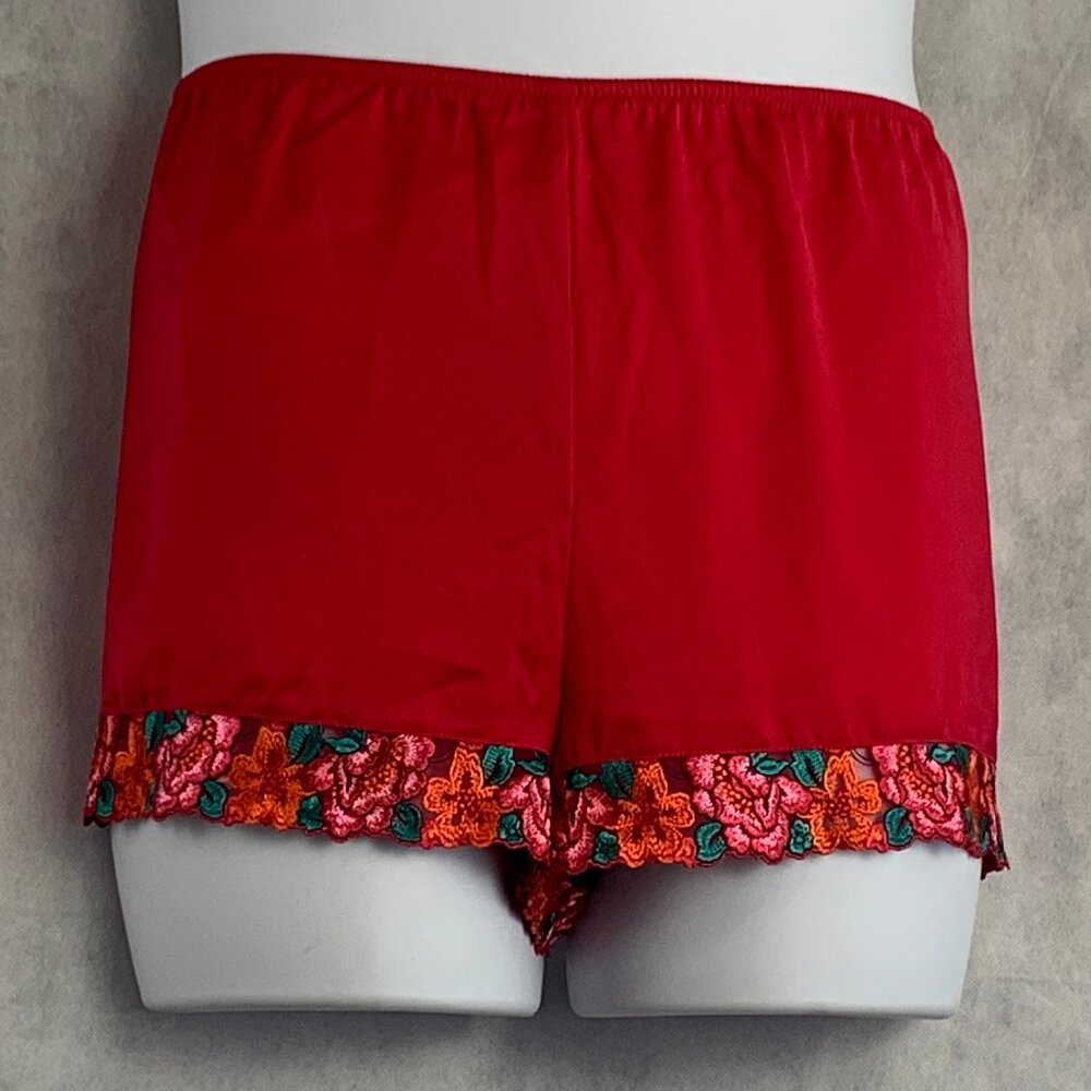 INC Women's Embroidered Trim Lounge Pajama Sleep Shorts, Love Potion Red, XL